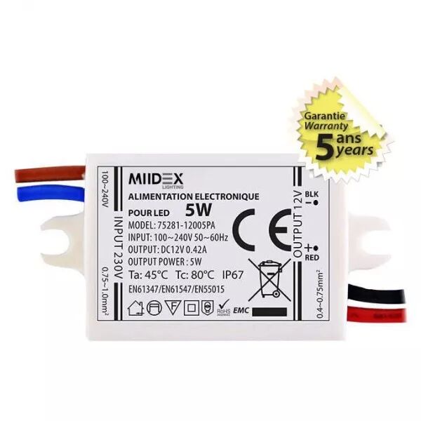 ALIM 12V DC 420mA LED 5W IP67 (75281)