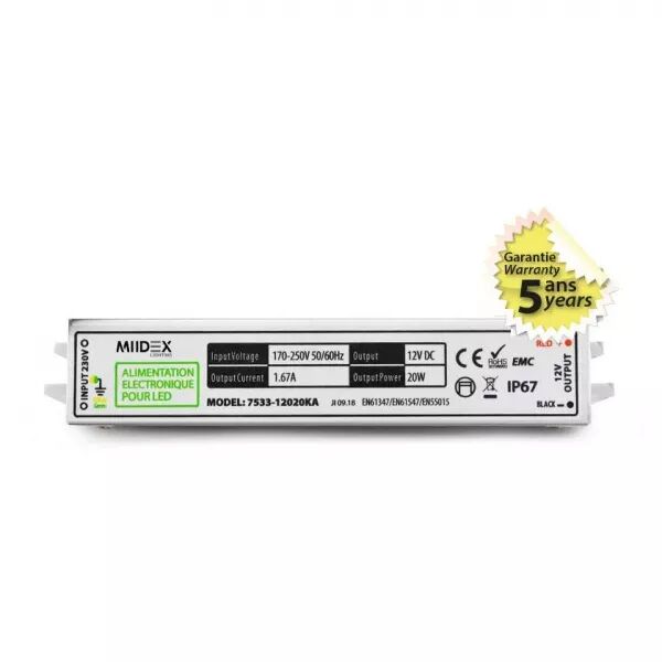 ALIM 12V DC B LUM 20W IP67 (7533)