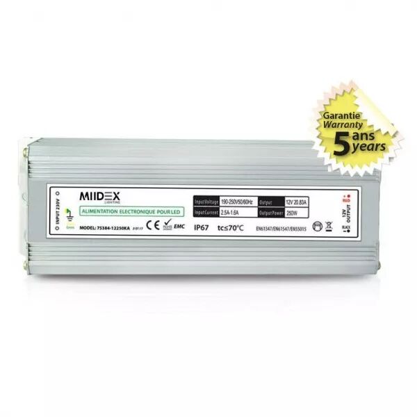 ALIM 12V DC LUMINEUX 250W IP67 5ANS (75384)
