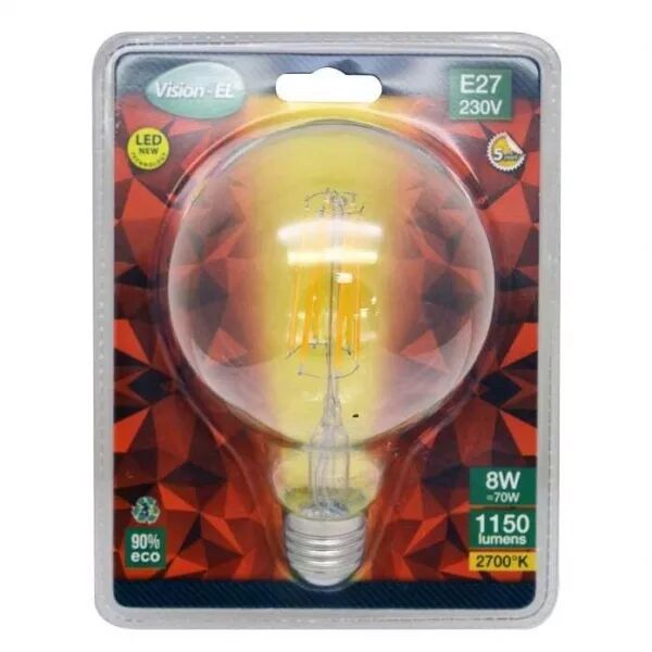 FIL G95 E27 8W 2700K CLR BLI (7147)