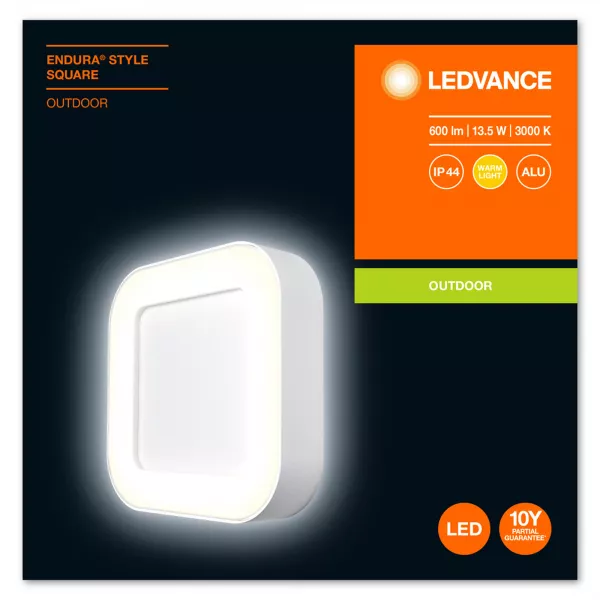 ldv endura style carre hublot 13w/3000k 600lm ip44 blanc ledvance (4058075205277)
