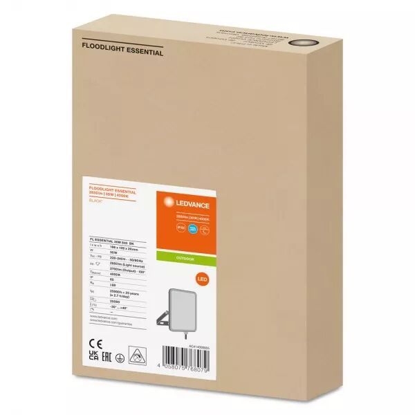 ldv fl essential 30w/4000k 2700lm ip65 noir projecteur ledvance (04058075768079)
