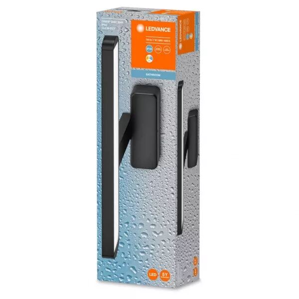 ldv orbis disc bar 7w/300lm clickcct ip44 noir luminaire salle de bain ledvance (4099854096075)