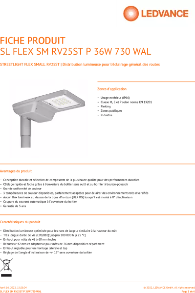 ldv sl flex sm 36w/730 4950lm rv25st ral9006 lanterne ledvance (4058075552302)