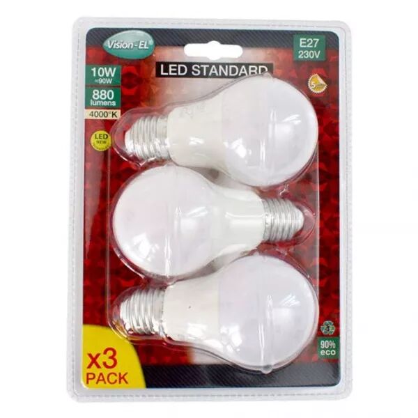 LED 10W BULB E27 4000K BLI X 3 (739331)