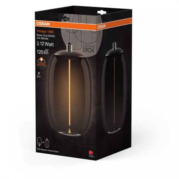 led osram 1906 big elipse oval12 verre smoke -fil magn�tique- e27 4w 1800k 120lm (4099854173981)