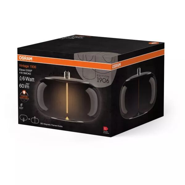 led osram 1906 big elipse6 verre smoke - fil magn�tique -  e27 4w 1800k 60lm (4099854173929)