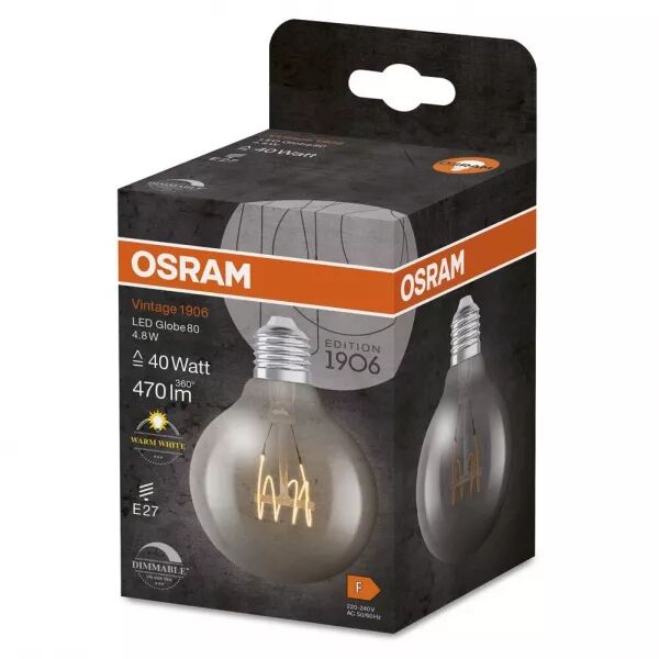 led osram 1906 dim clg40 d80 verre clair filament spiral e27 4,8w 2700k (4099854075704)