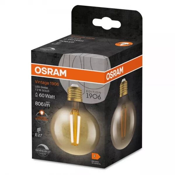 led osram 1906 dim clg60 d80 verre dor� - filament e27 7,2w 2400k (4099854137860)