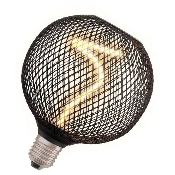 led osram cage noire globe 125 filament spirale gradable 3,5w 130lm 818 e27 (4058075840287)
