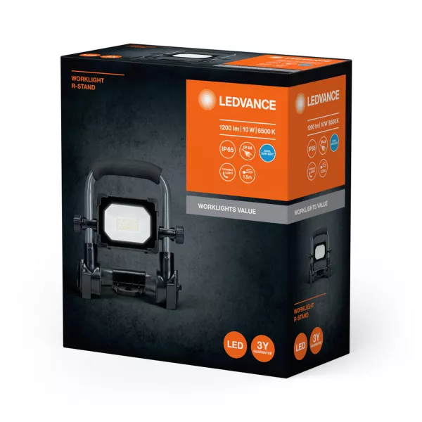 led worklight value projecteur de chantier 10w lumiere du jour r-stand et prise (4058075831193)