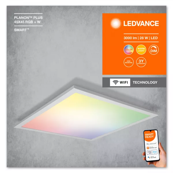 ledvance smart+ wf planon plus 45x45 rgbw (4058075525221)