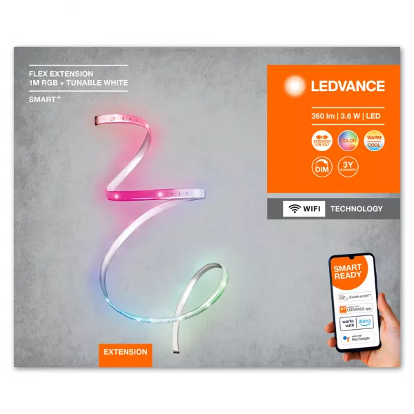 ledvance smart+ wifi flex 1m rgbtw extension ip20 (4058075523838)
