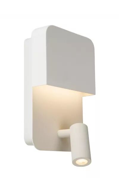 Lucide BOXER - Lampe de chevet / Applique mural - LED - 3000K - Point de rechargement USB - Blanc (79200/08/31)