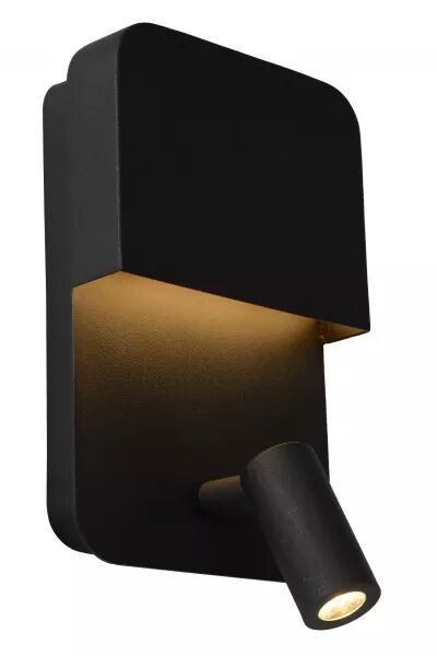 Lucide BOXER - Lampe de chevet / Applique mural - LED - 3000K - Point de rechargement USB - Noir (79200/08/30)