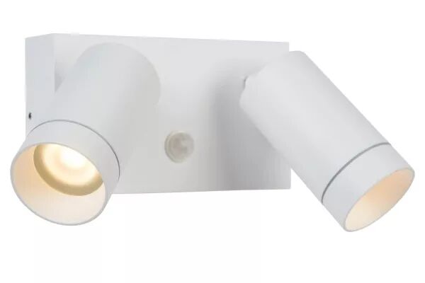 Lucide TAYLOR - Spot mural / Applique mural Int�rieur/Ext�rieur - 2xGU10 - IP54 - D�tecteur De Mouvement - Blanc (09831/02/31)