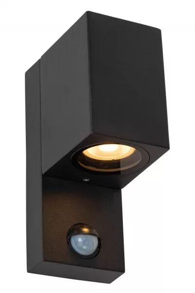 Lucide ZARO IR - Spot mural / Applique mural Int�rieur/Ext�rieur - 1xGU10 - IP65- D�tecteur De Mouvement & Jour/Nuit (d�sactivab
