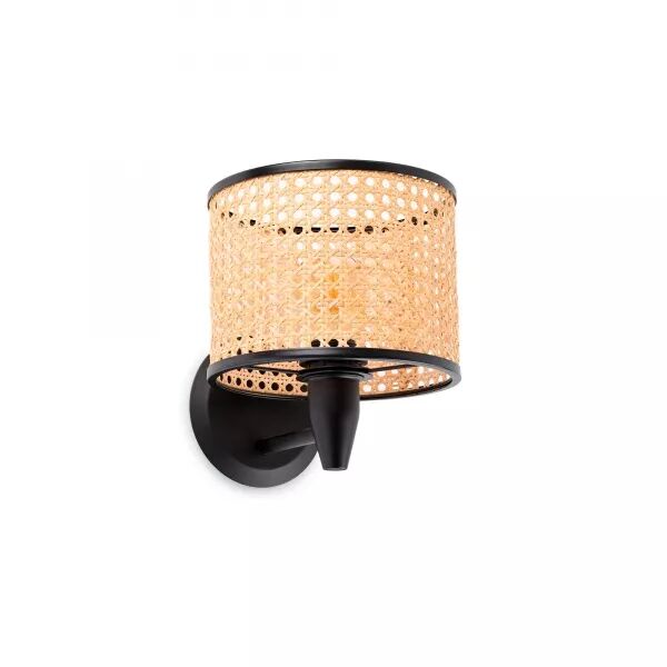 Mambo Lampe Applique Noire/Rotin (64307-47)