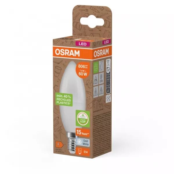 osram led pcr clb60 d�polie e14 7,5w 840 806lm (plastique recycl�) (4058075832022)