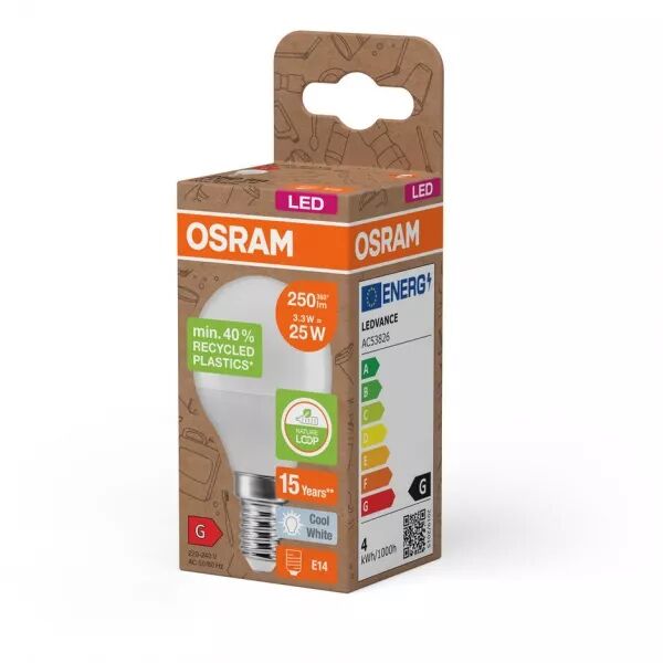 osram led pcr clp25 d�polie e14 3,3w 840 250lm (plastique recycl�) (4058075832060)