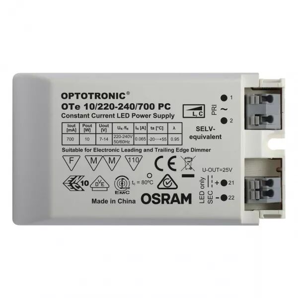 ote 10/220-240/700 pc osram driver phase-cut pour luminaires et modules led (4052899105300)