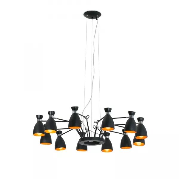 Retro Lampe Suspension Noire Et Cuivre (20048)