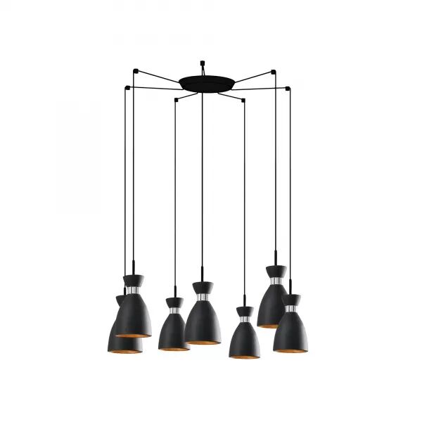 Retro Lampe Suspension Noire Et Cuivre (20050-7L)