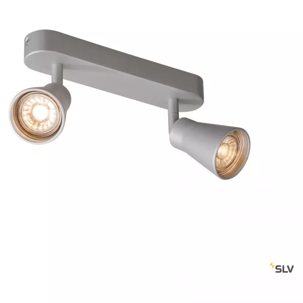 SLV - AVO DOUBLE, applique et plafonnier, double QPAR51, gris arg. max 2x50W (1000891)
