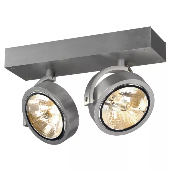 SLV - KALU, 2 spots, QRB111 applique et plafonnier, alu bross�, max 2x 50W (147266)