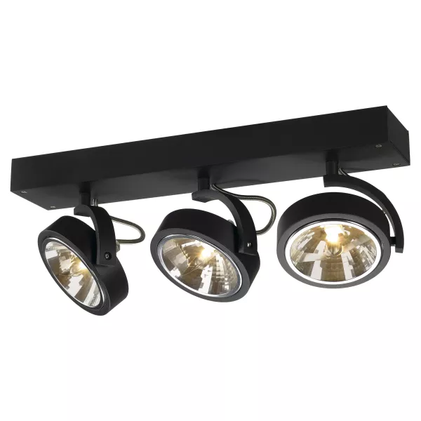 SLV - KALU, 3 spots, QRB111 applique et plafonnier, noir mat, max 3x 50W (147270)