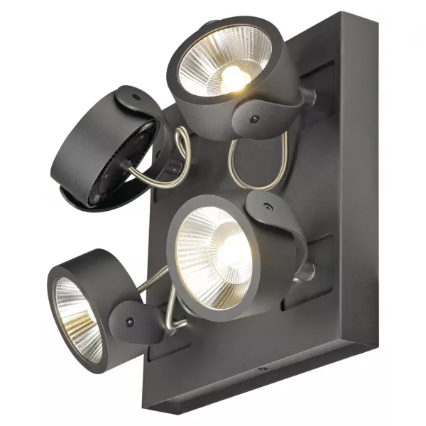 SLV - KALU, 4 spots, LED, carr�, applique et plafonnier, noir, 4x10W, 3000K (147640)