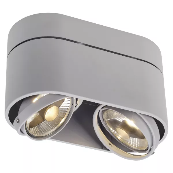 SLV - KARDAMOD, ROND DOUBLE QPAR111 plafonnier, gris argent, GU10, max 2x75W (117184)