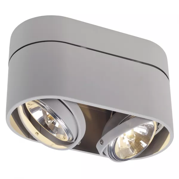 SLV - KARDAMOD, ROND DOUBLE QRB111 plafonnier, gris argent, max 2x50W (117194)