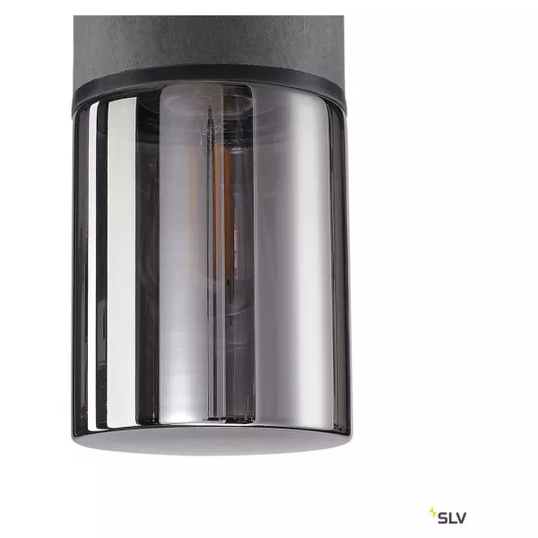 SLV - LISENNE, plafonnier ext�rieur, gris/verre fum�, E27, 23W max, IP44, basalte (231361)