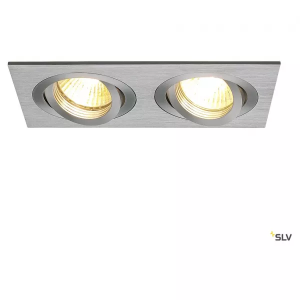 SLV - NEW TRIA 155, spot encastr�, int�rieur, double, rectangle, alu, GU10, 50W, IP 20 (111362)
