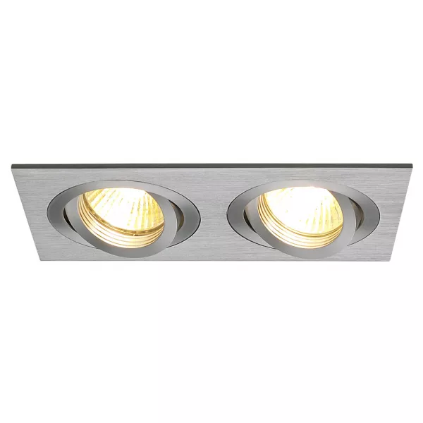 SLV - NEW TRIA 2 MR16 spot encastr�, rect., alu bross�, max 2x 50W, clips ressor (111352)