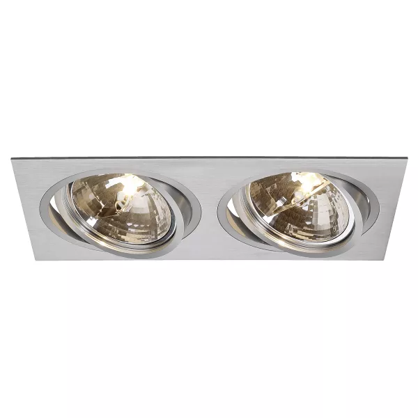 SLV - NEW TRIA 2 QRB111, spot encastr� rect, alu bross� max 2x 75W clips ressorts (111372)