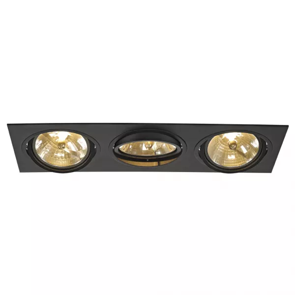 SLV - NEW TRIA 3 QRB111, encastr� rect noir max 3x75W, clips ressorts (113820)