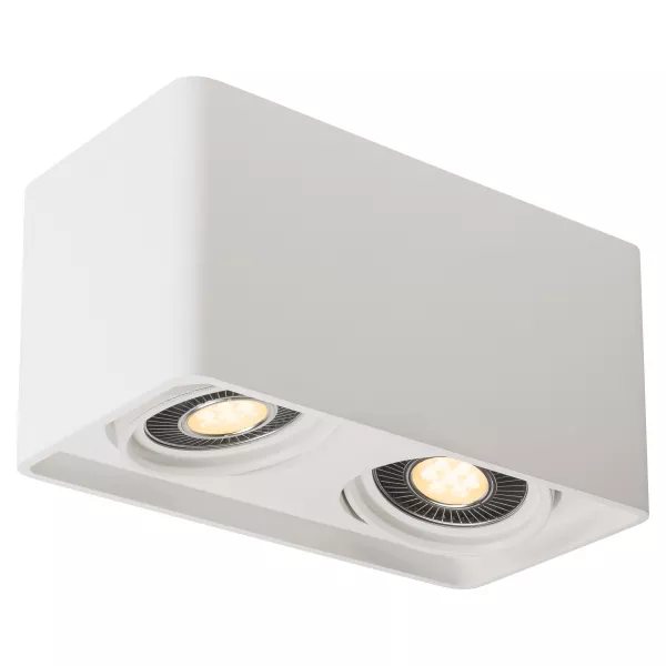 SLV - PLASTRA, double, blanc, GU10 LED 2x 17,5W max, pl�tre (148082)