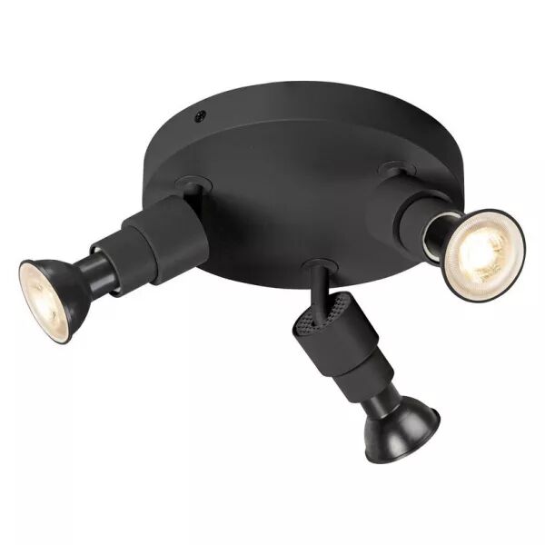 SLV - PURI 2.0 Basic, applique et plafonnier, rond, triple, 6W GU10, noir (1008237)