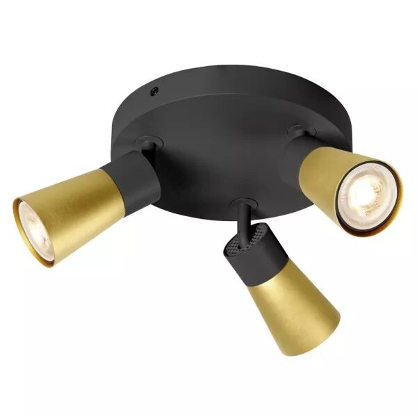 SLV - PURI 2.0 Cone, applique et plafonnier, rond, triple, 6W, GU10, noir/or (1008337)