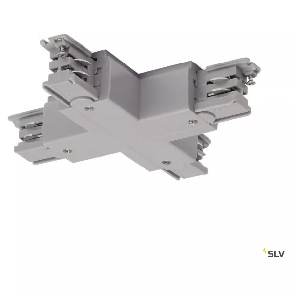 SLV - S-TRACK, connecteur en X, pour rail 3 allumages, int�rieur, gris argent (175154)