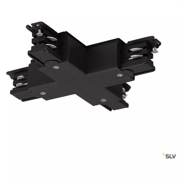 SLV - S-TRACK, connecteur en X, pour rail 3 allumages, int�rieur, noir (175150)