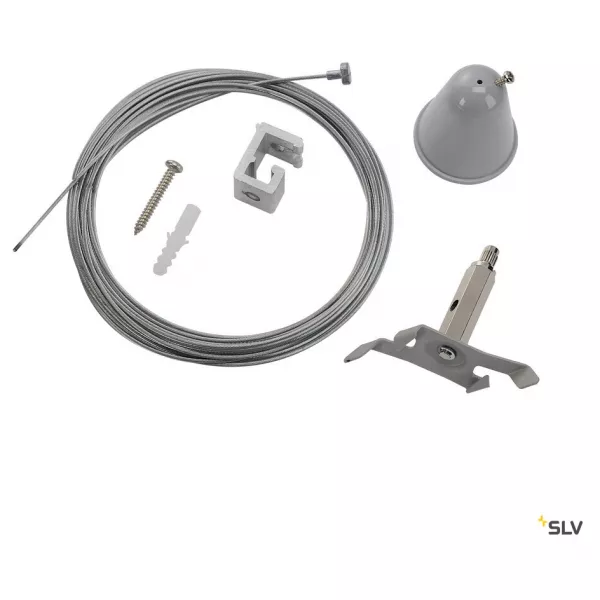 SLV - S-TRACK, kit de suspension, 5m, gris argent, c�ble en acier (175174)
