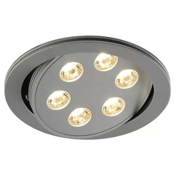 SLV - TRITON 6 encastr�, rond, gris argent anodis�, 6x3W LED blanc chaud, or (113652)
