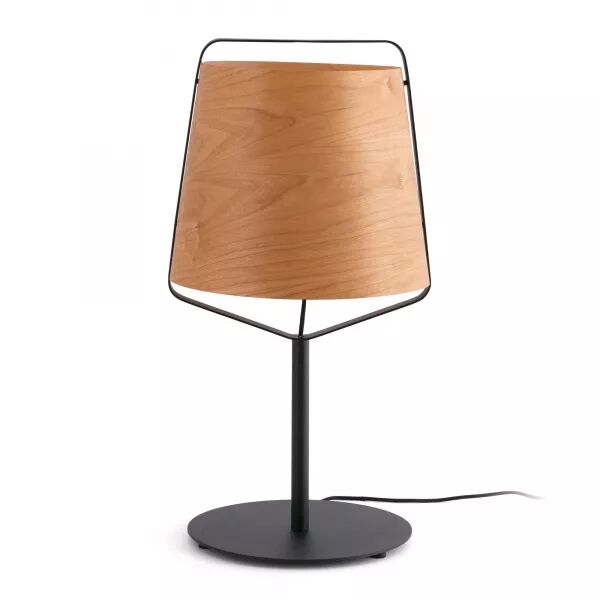 Stood Lampe Table Moire Et Bois (29846)