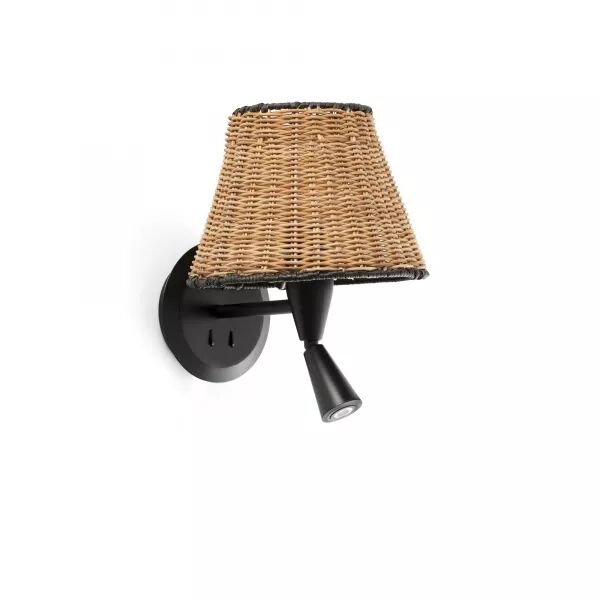 SUMBA Lampe applique noire/rotin avec (64309-71)